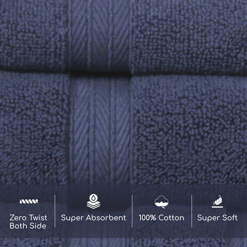 Ensemble de serviettes de bain 100% coton Elegance Essentials 550GSM Zero Twist (2 serviettes de bain, 2 serviettes à main et 2 débarbouillettes)