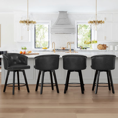 Logan Swivel Counter Stool With Upholstered Seat And Metal Frame, Set Of 4