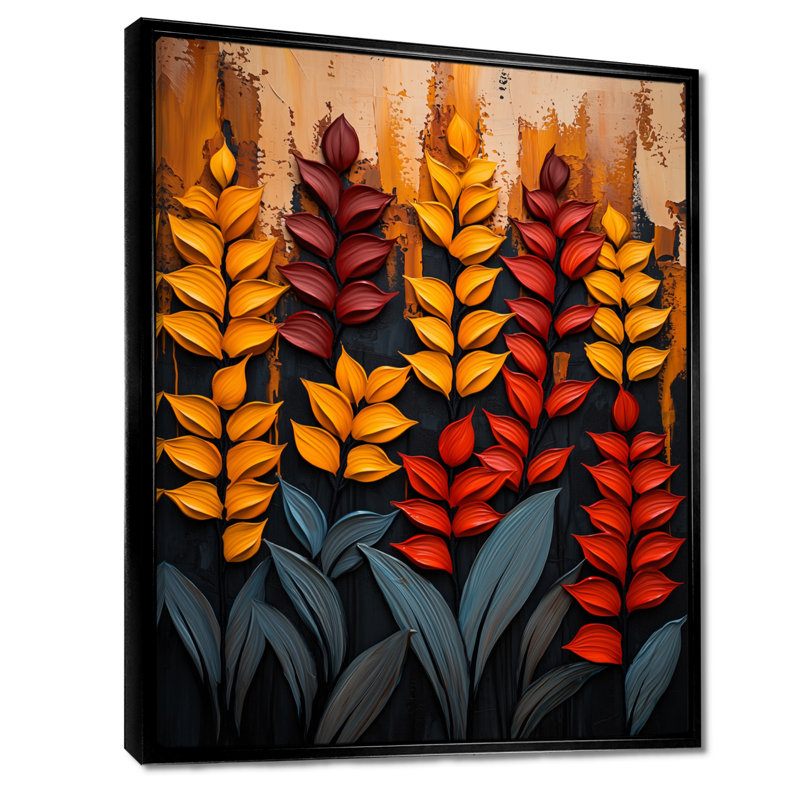 Plantes d'automne, pétales de la saison IV - Art mural plantes, H 20 po x l 12 po, Reproduction avec cadre flottant, Noir