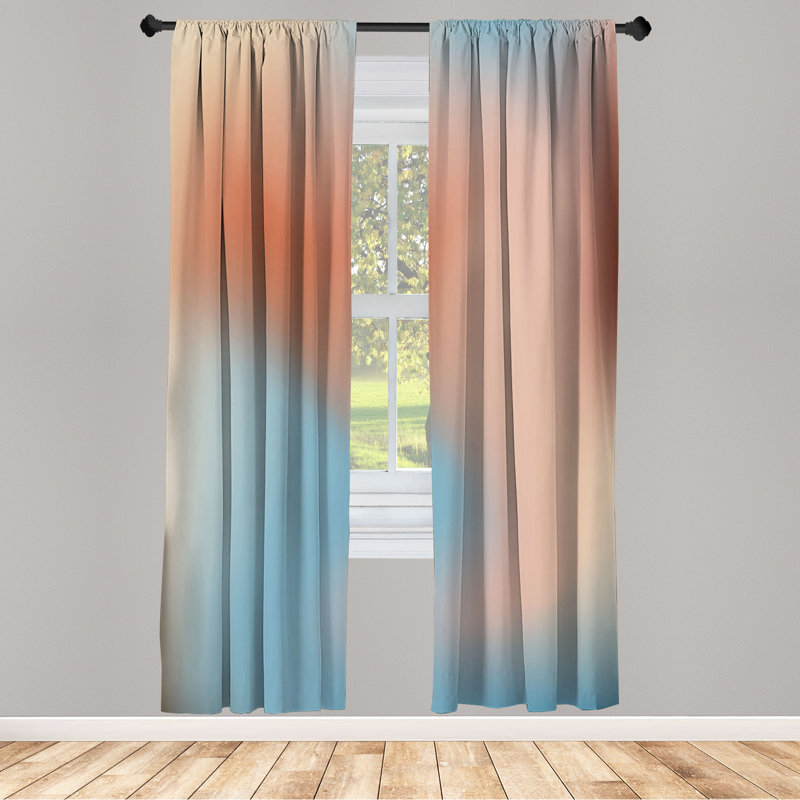  Pastel Curtains, Abstract Daydream Fantasy, Salmon Peach, 28" W x 95" L