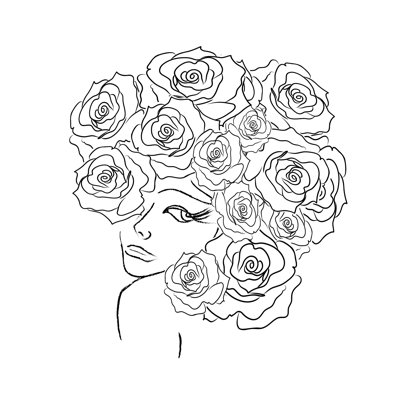 " Woman's Head With Roses " by Nuarevik