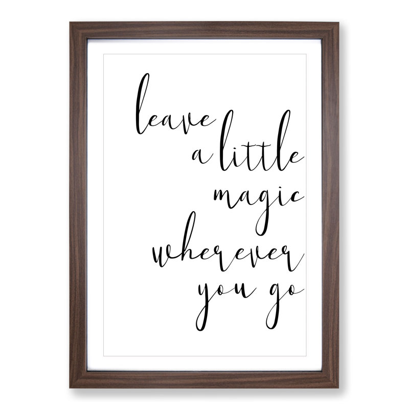 A Little Magic - Picture Frame Typography, 90cm H x 65cm W x 2cm D, Walnut