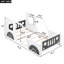 Lit plateforme simple en forme de voiture avec roues, blanc-129892409