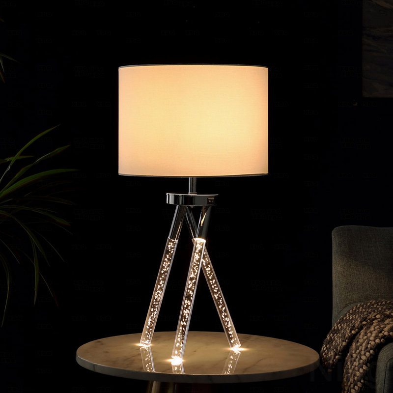Lampe de table - métal argenté