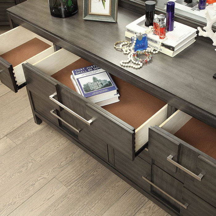 Magnifique table de chevet grise de style transitionnel 1 pièce, Gris