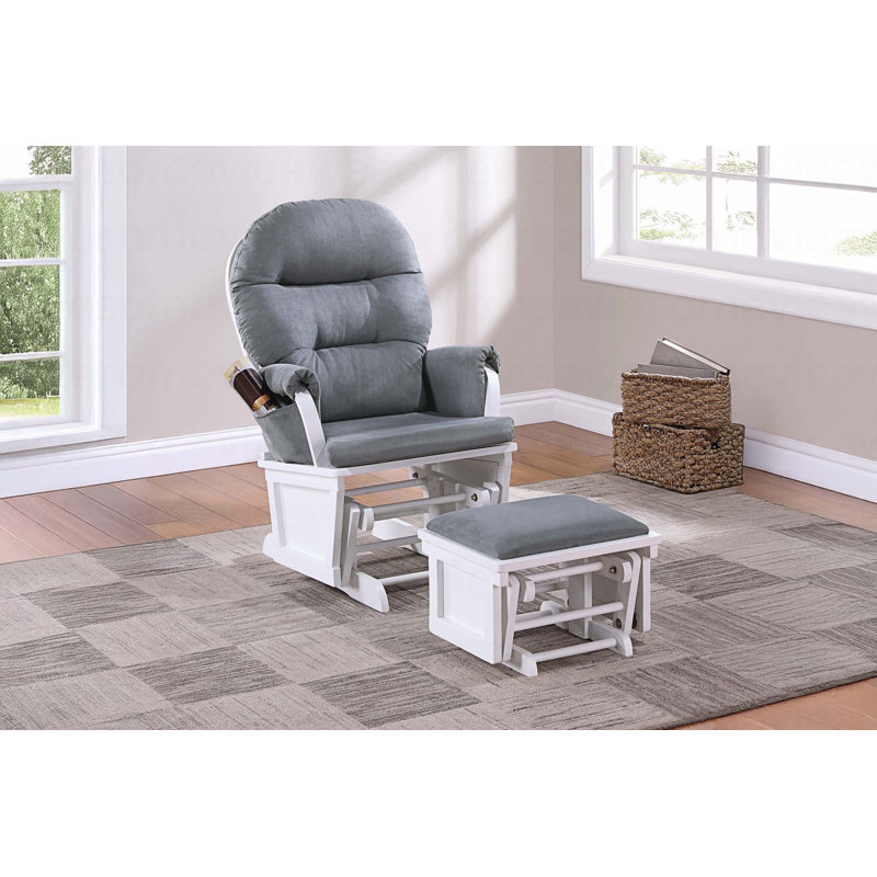 Fauteuil oscillant avec repose-pieds en microfibre gris, Blanc, Gris foncé