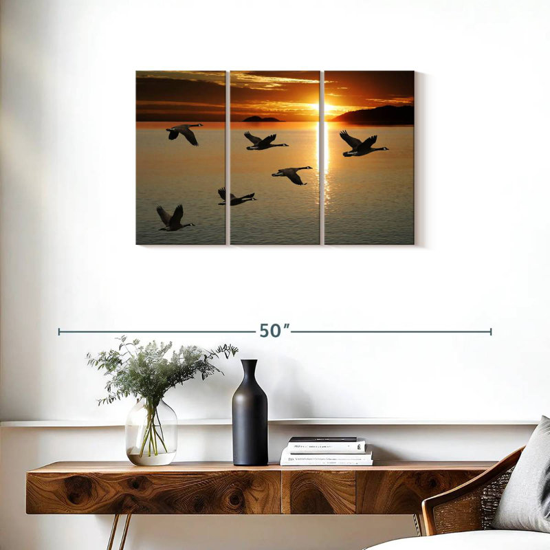 Brampt Sunset Geese Flight, 20" H x 33" W