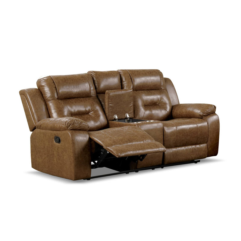 70.4" W Transitional Loveseat, Manual Recline, Brown