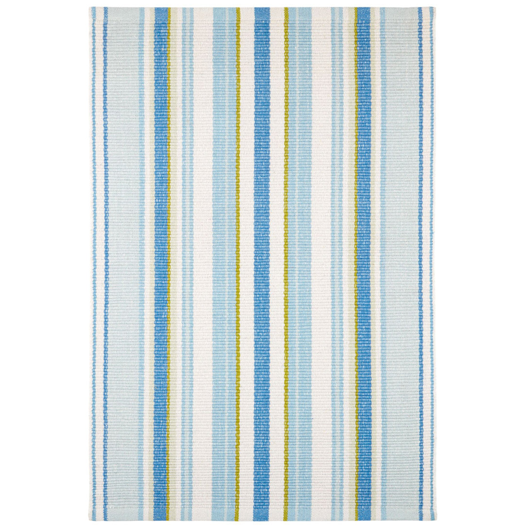 Daphne Stripe French Blue Handwoven Cotton Rug Dash and Albert Rugs Rug 