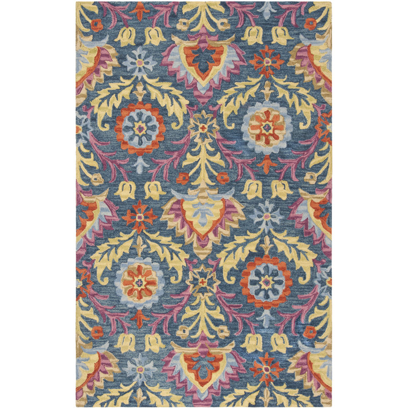 Talmo Hand Hooked Wool And Cotton Oriental Rug, Rectangle 6' x 9'