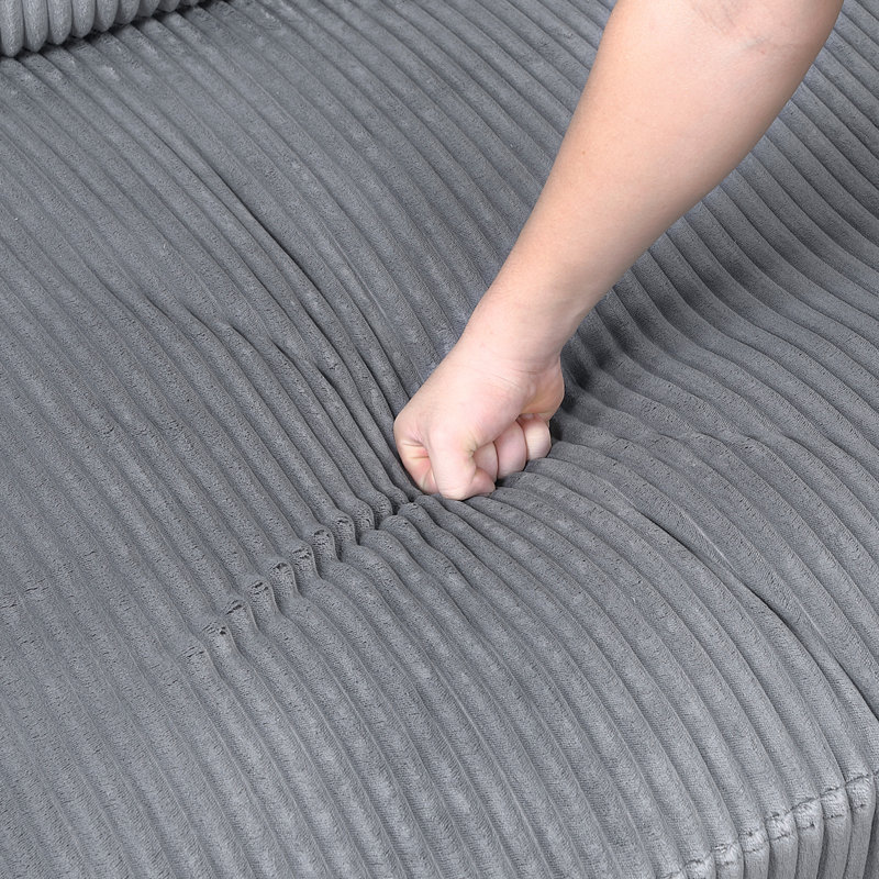Brinsley 90" Modern Modular Chaise Lounge with Corduroy Fabric, Adjustable Armrests & 4 Pillows, Gray Corduroy