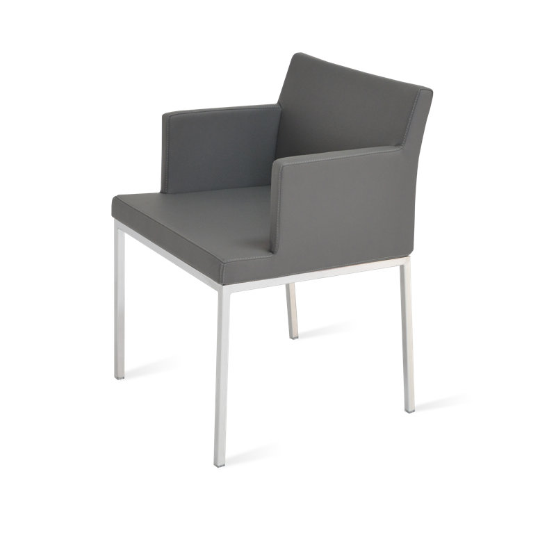 Soho 18'' H Upholstered Metal Armchair, Chrome, Black Pepper