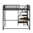 Twin Size Loft Metal Bed With Built-In Charging Station And LED Light-1196368472