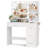 Borko Makeup Vanity With Lights,Vanity desk with Mirror and Power Outlet,Dresser Table with Drawers and Open Shelves-1784453613