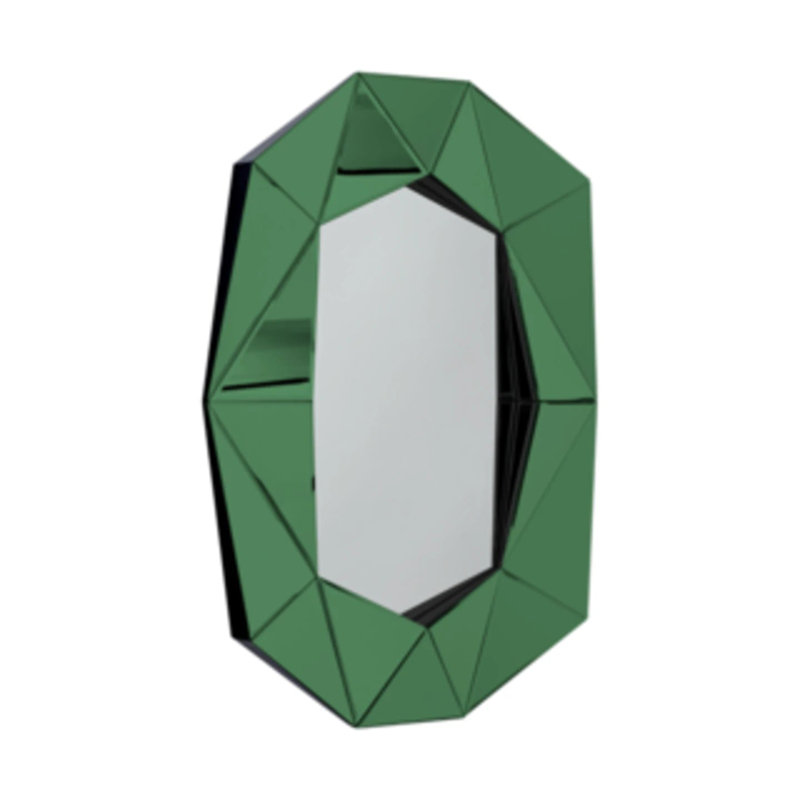 Diamond Manufactured Wood Floor/Wall Mirror, Green, 28.3" x 39.4"
