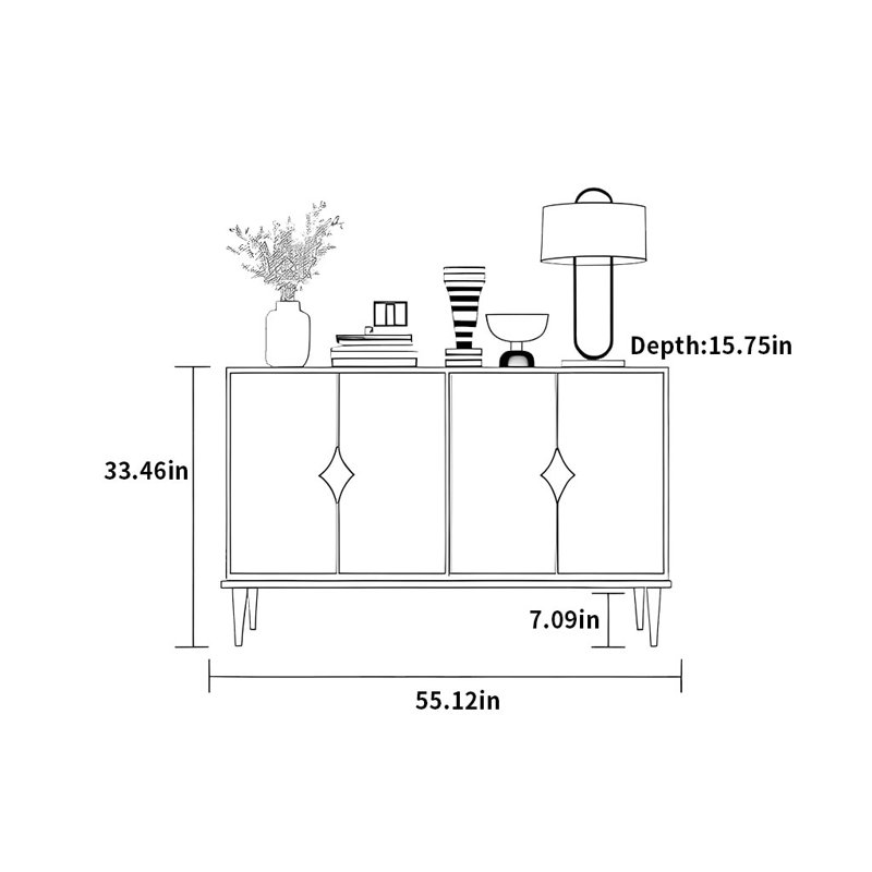 Buffet haut de gamme A Light, H 33,46 po x l 55,12 po x P 15,75 po