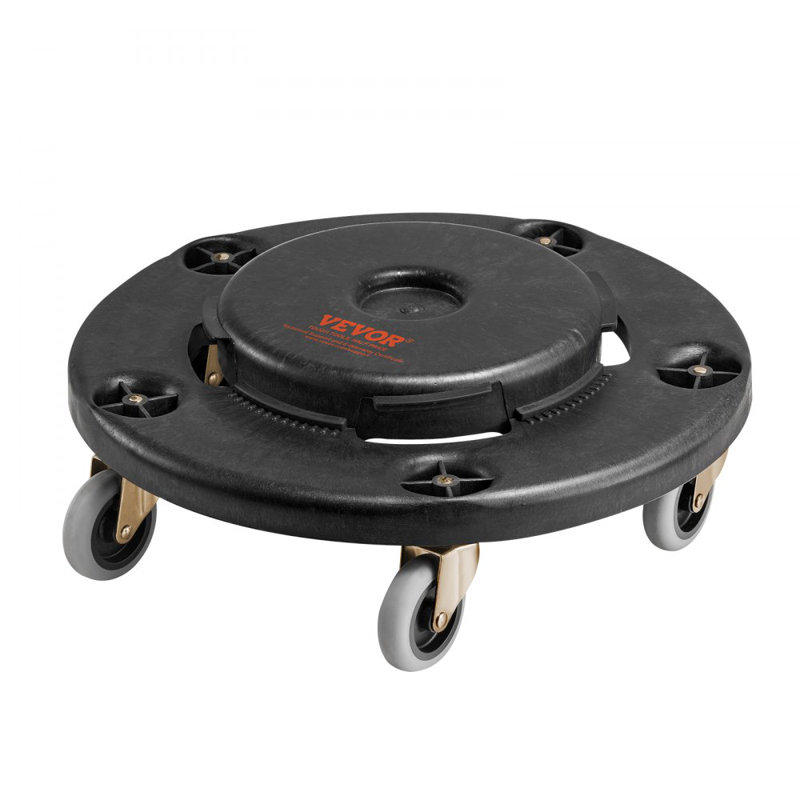 Chariot de poubelle, compatible avec les conteneurs de 20, 32, 44 et 55 gallons, base à roulettes ronde avec 4 roues verrouillables, capacité de charge de 500 lb, chariot robuste pour conteneurs.