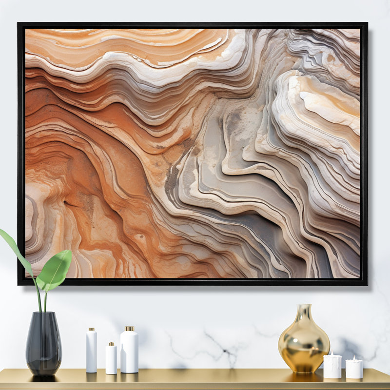 Marbre abstrait avec reproduction de l'espace IV, reproduction d'art sur toile, Cadre flottant noir