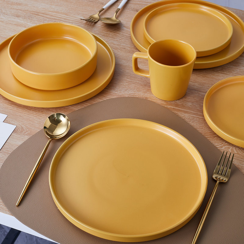 Stone Lain Cleo 16-Piece Dinnerware Set Stoneware, Yellow