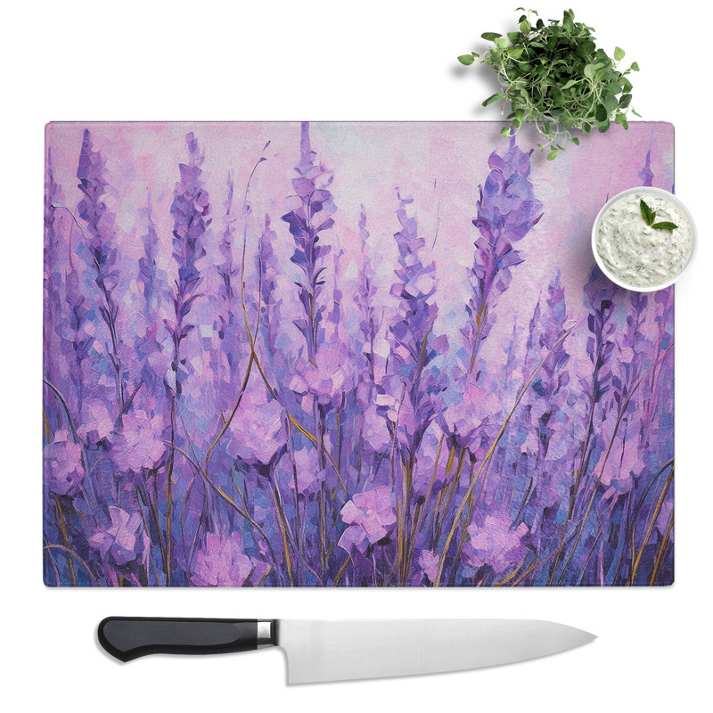 Lavender Flower Abstract  Glass Chopping Board