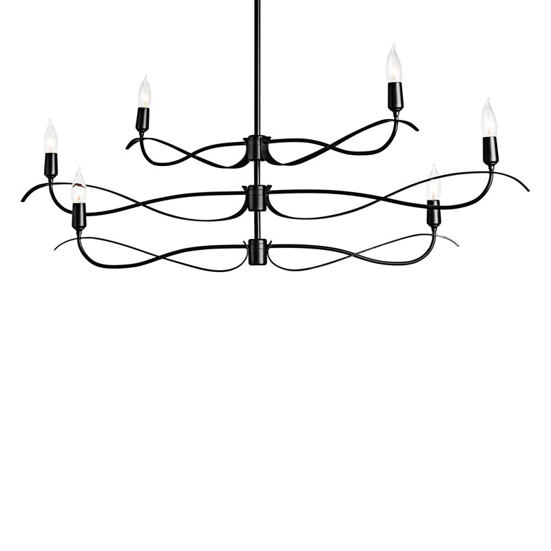 Willow 6 - Light Candle Style Classic Chandelier, Black, Small