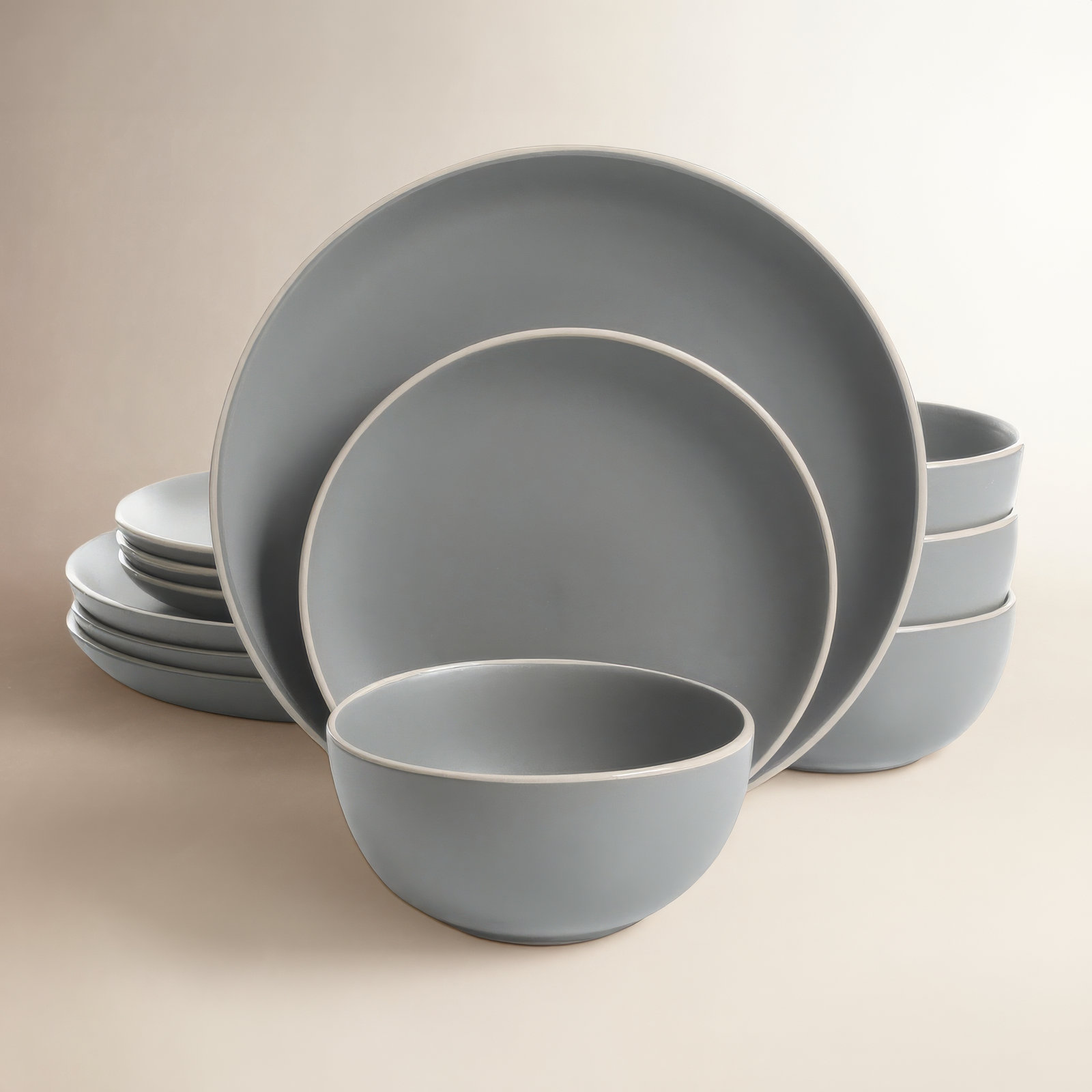 Rockaway Stoneware Dinnerware Set, Gray