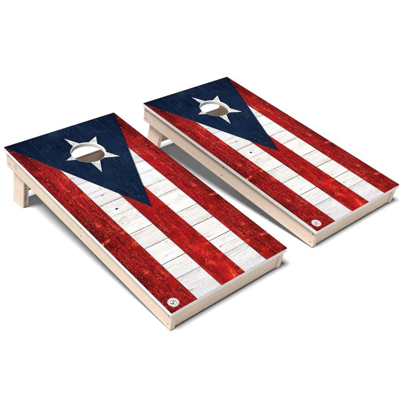 Ensemble de planches de cornhole en composite toutes saisons International Flag Puerto Rico, Ajouter des lumières DEL
