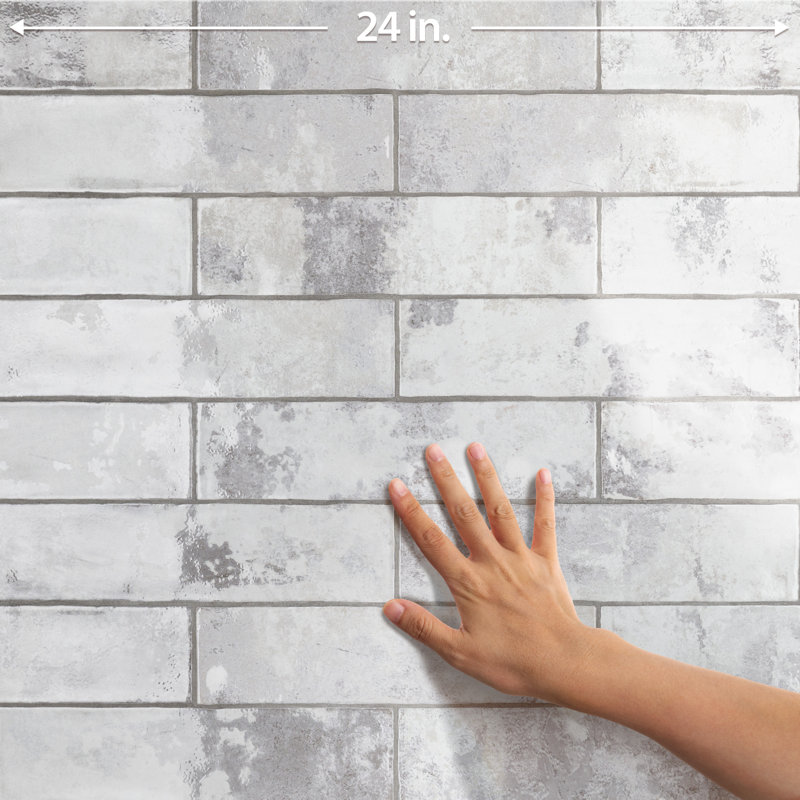 Biarritz 3" x 11.88" Straight Edge Ceramic Brick Look Subway Wall Tile, Gray