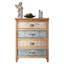 Commode vintage à 4 tiroirs avec motif en bois patiné et orné