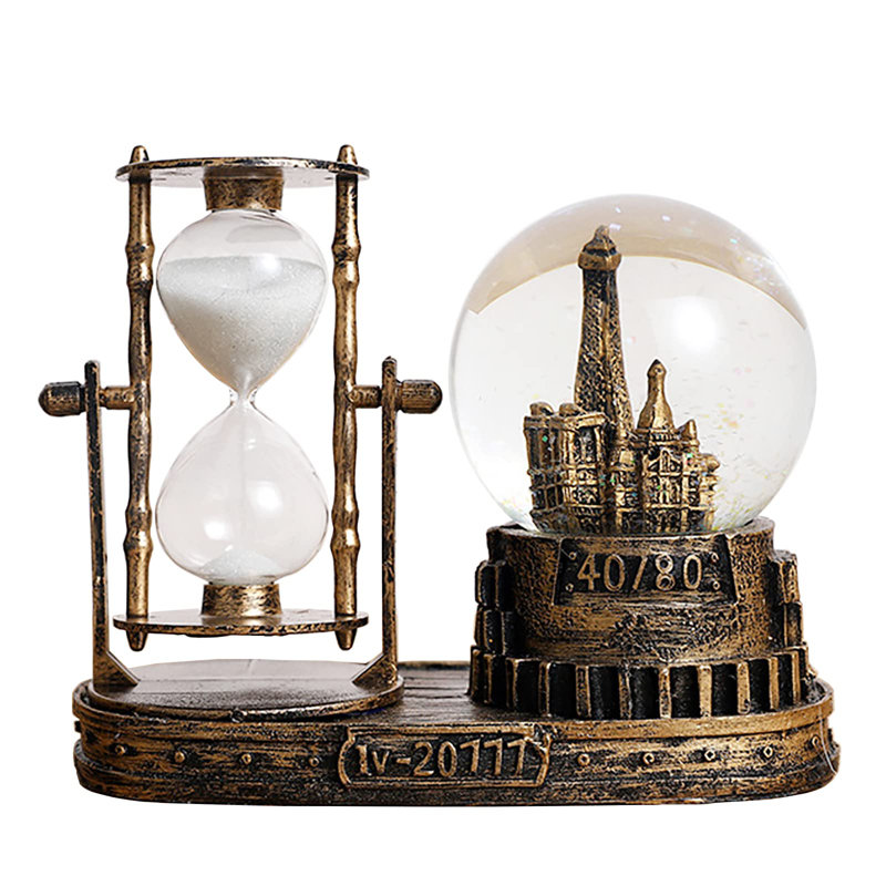 Resin Hourglass Decorative Object, Dark Brown