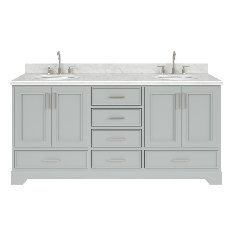 Meuble-lavabo double 72 po avec plateau Abita, Gris