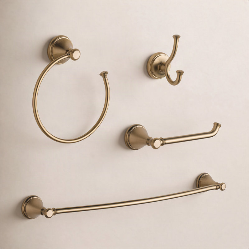 Cassidy Delta 4 Piece Bathroom Hardware Set, Champagne Bronze