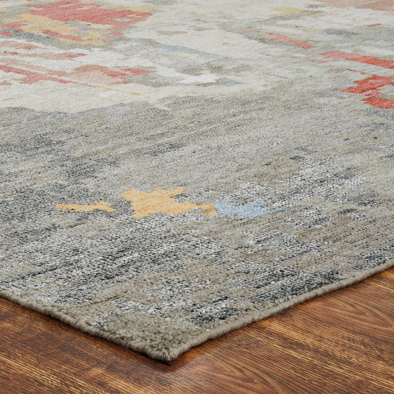 Aurora Drift Hand Knotted Abstract Area Rug, Rectangle 4' x 6'