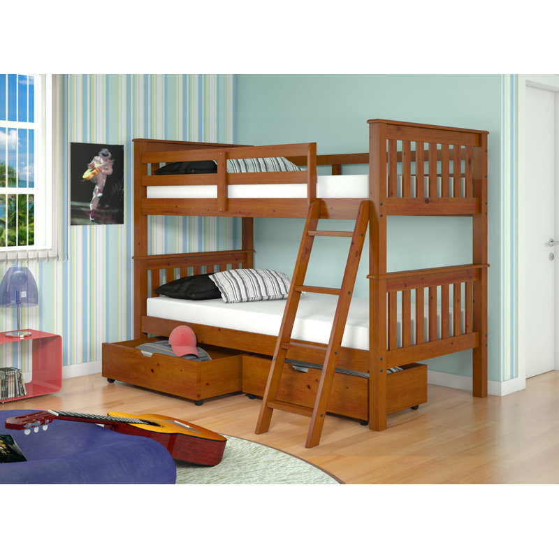 Mahaska Twin over Twin 2 Drawer Solid Wood Standard Bunk Bed by Harriet Bee