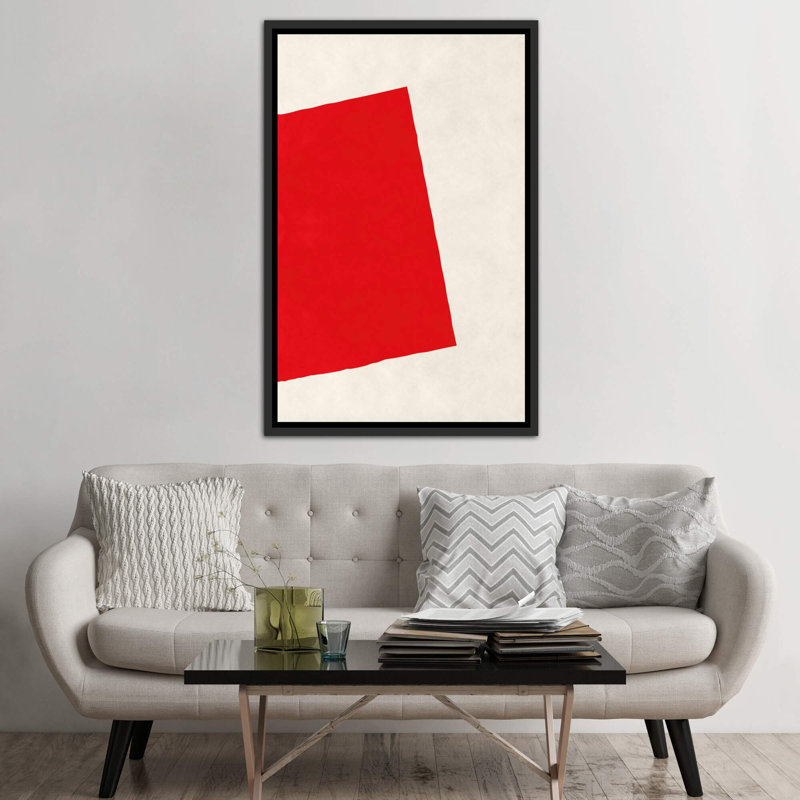 « red square (after albers) », impression, Toile avec cadre noir patiné, H 26 po x l 18 po x 1,5 po