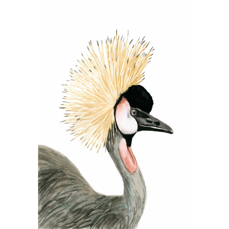 Watercolor Crested Crane - Wrapped Canvas Art Prints, 122cm H x 81cm W x 3.8cm D