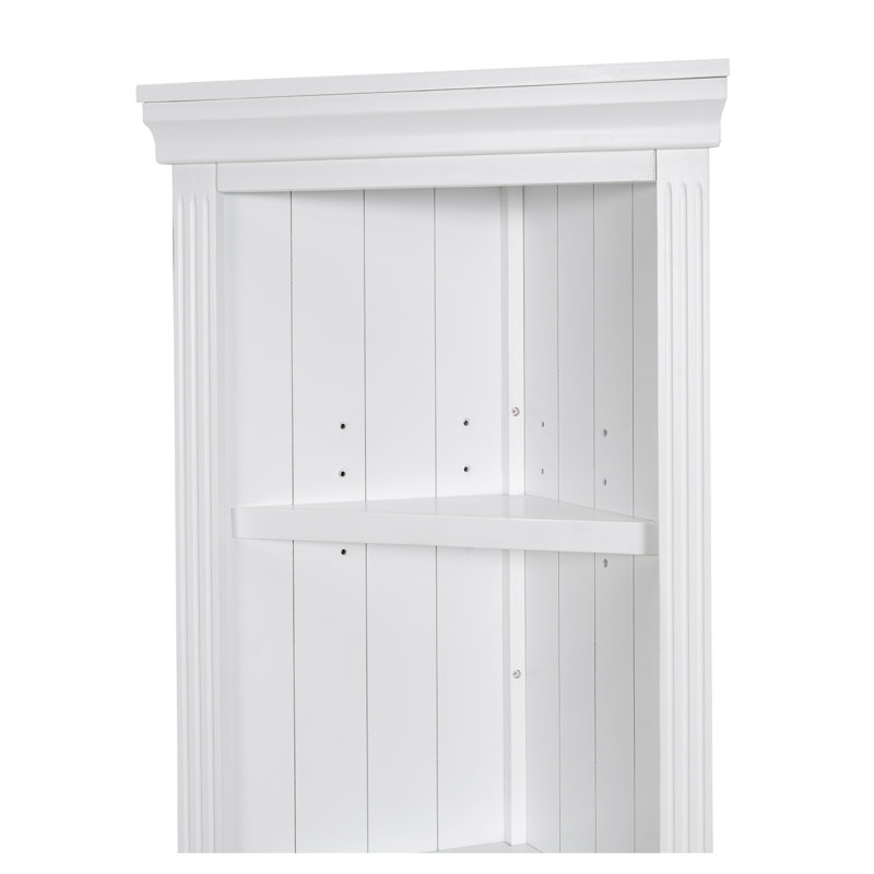 Étagère d'angle moderne de 212 cm de haut, bibliothèque ouverte à 5 niveaux et support à plantes, idéale pour le salon ou le bureau, blanche.
