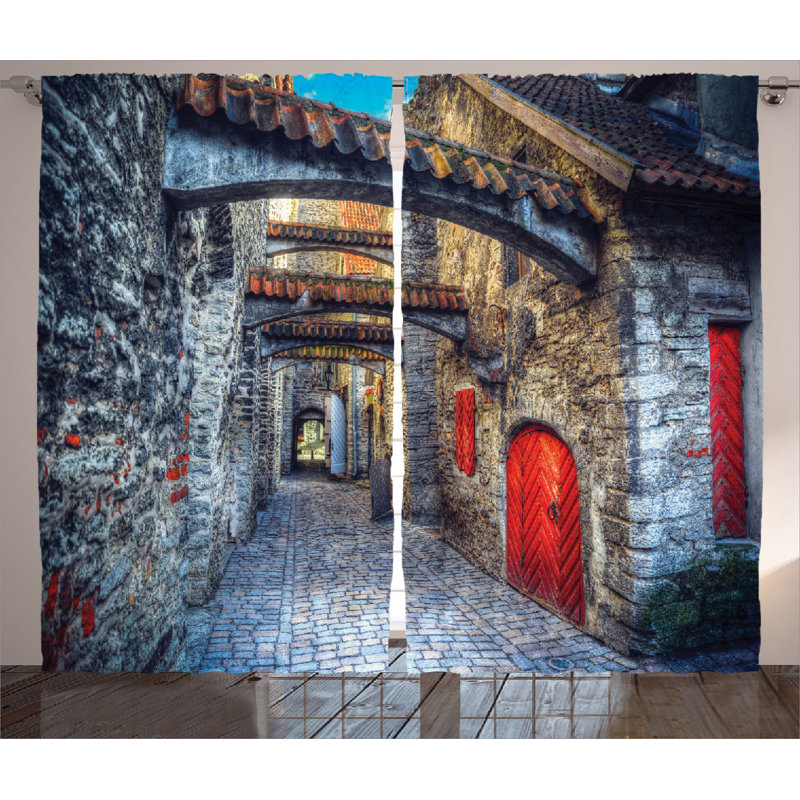 Medieval Semi-Sheer Rod Pocket Curtain Panels, 54" x 63"
