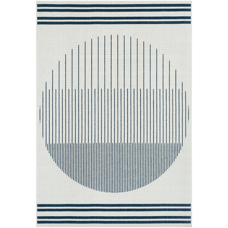 Tapis intérieur / extérieur en polypropylène tissé à la machine Disaya, Rond 8 pi 10 po