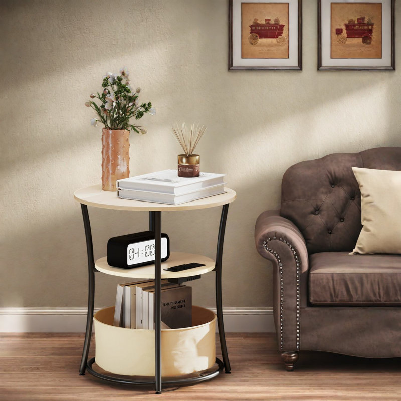 Tables de bout avec rangement, table d'appoint en bois et bois aggloméré à 3 niveaux pour la maison