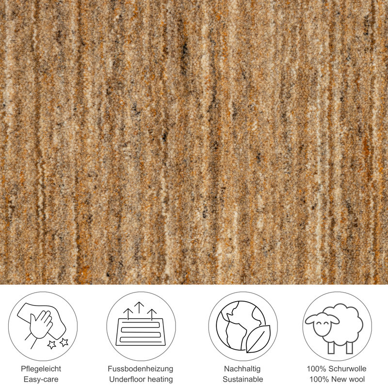 , Ocher Round Pure Solid Colour Hand Woven Hand Loomed Area Rug, Round 150cm