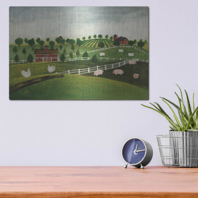 Ophelia & Co. «A Day At The Farm I Bright» par David Carter, art mural en métal brun