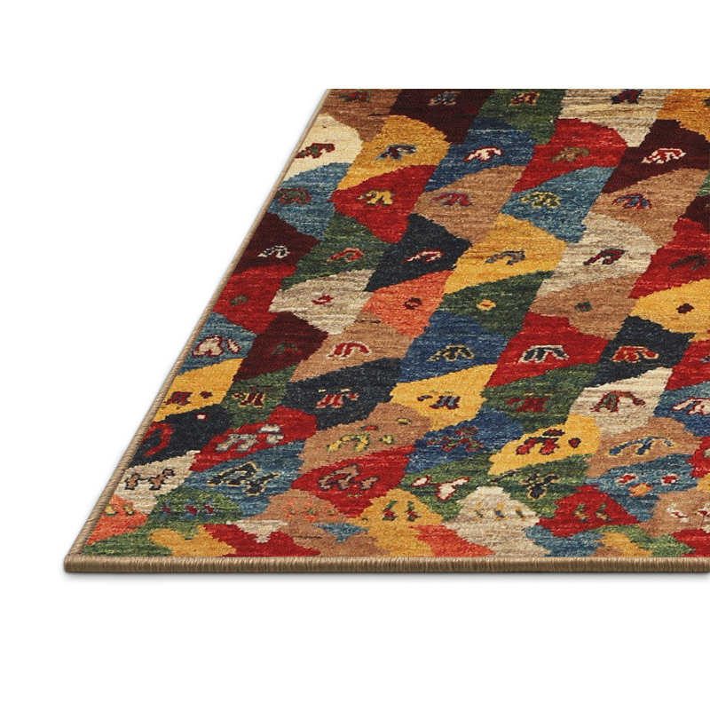 Tapis gris/beige/rouge contemporain, Rectangle 8 pi x 10 pi
