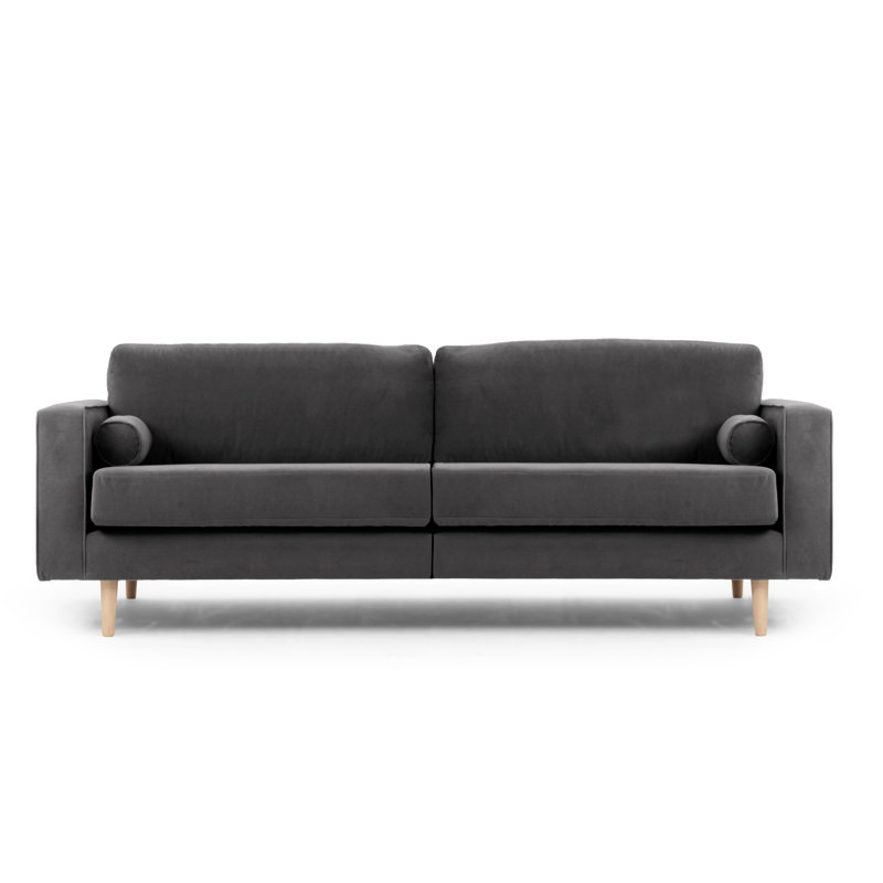 Boubacar 4 Seater Velvet Sofa, Grey, Black