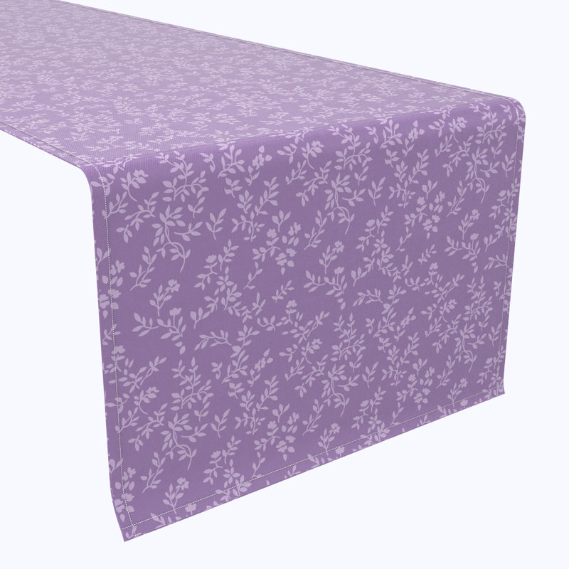 Table Runner, 100% Cotton, 16X108", Purple Vines, 72" L x 16" W