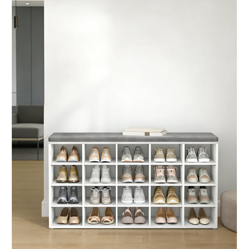 Entryway Storage Bench With Cushioned Seat