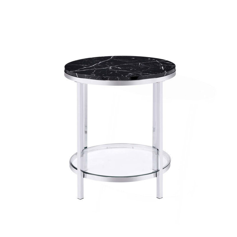 Table de bout en faux marbre noir
