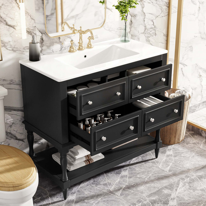 Ensemble de meuble-lavabo 36 po avec lavabo, Noir