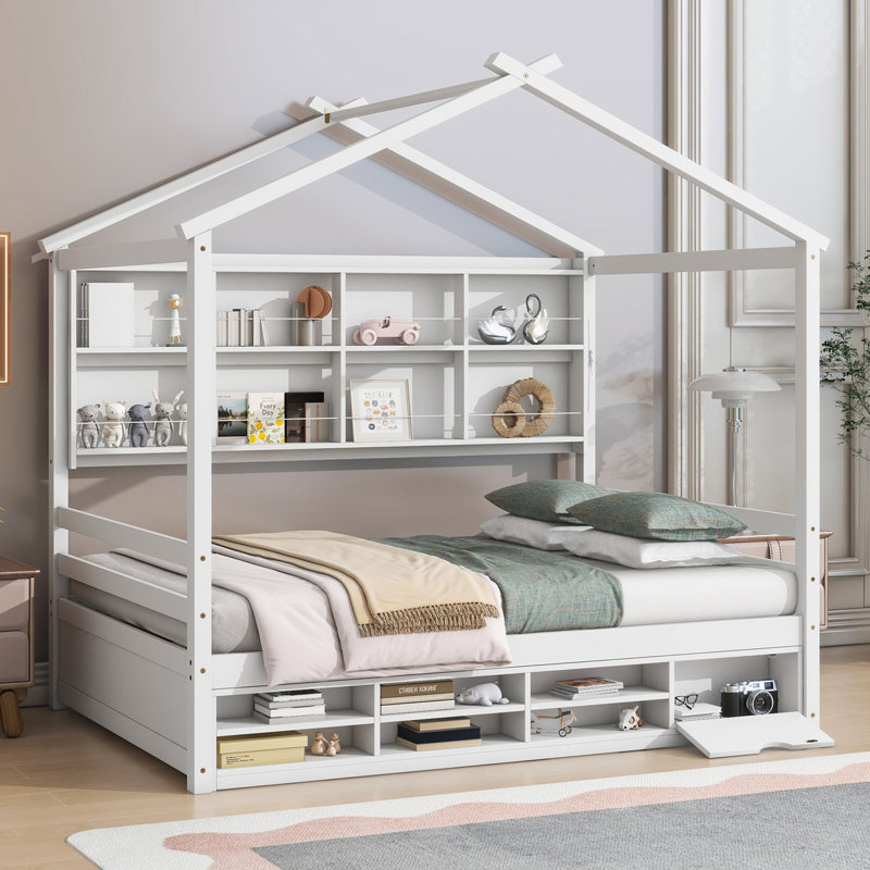 Addalina Canopy Bed, Full, White/Natural