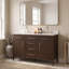 Meuble-lavabo double 55 po avec comptoir en granite blanc Calacatta